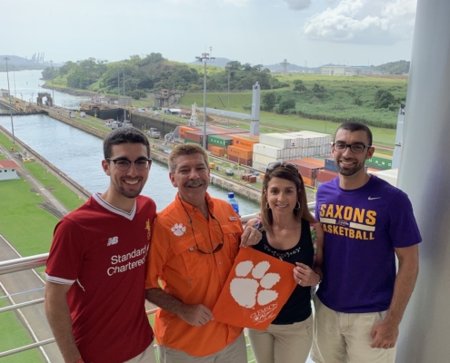 Panama: Kyle Seelman \u201820, Paul Seelman M \u201887, Ana Seelman and Tyler Seelman visited the Panama Canal over the 2019 winter holidays.